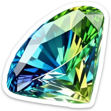 Shifting Blue to Green to Yellow, sparkling realistic still life 3D rendering gemstone sticker