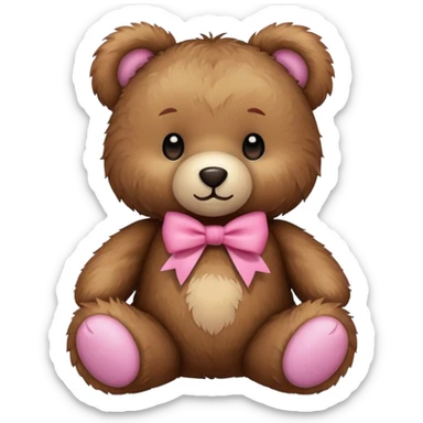 teddy bear with pink bow sticker