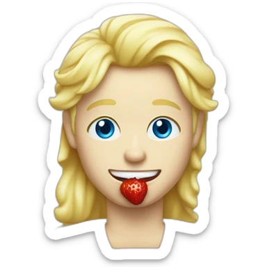 Blond man blue eyes Italian icecream vanilla strawberry sticker