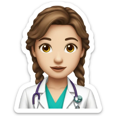 beautiful girl with brown hair blue eyes doctor sticker