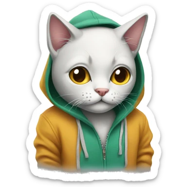 cat wearing hoodies  sticker