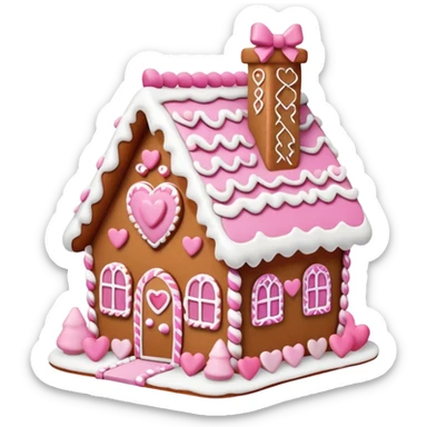 a cute pink coquette styled gingerbread house sticker