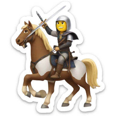 Guy riding a horse with a sword  sticker