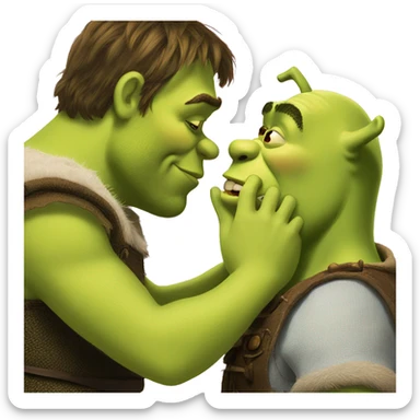 Shrek kissing someone  sticker