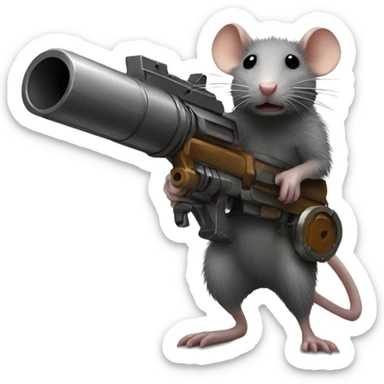 Rat with a minigun made of wood and metal  sticker
