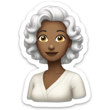 Madame cheveux noirs et couleur de peau blanc sticker