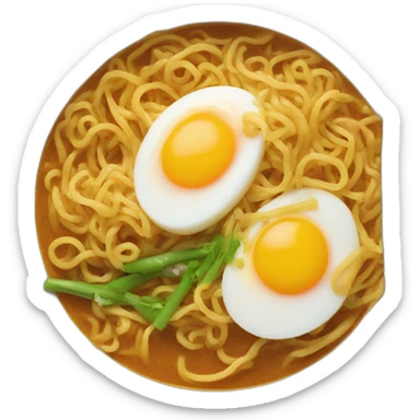 a bowl off curry noodle with egg sticker