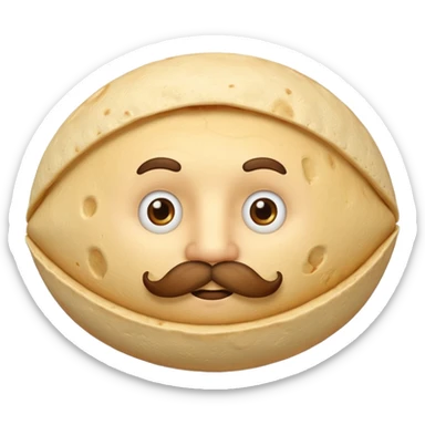 a fresh "Flting" flour tortilla football with a mustache sticker