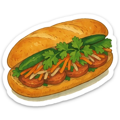ghibli style banh mi sandwich sticker