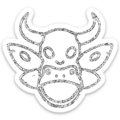 a terrifying minimal red line art of a hybrid monster combining minotaur skull with horns, stoat face elements, frog mouth/eyes, and moth wings sprouting from skull, transparent hollow center, distressed appearance with deliberately missing sections, smudged edges, torn lines, and weathered texture, sparse red lines only sticker