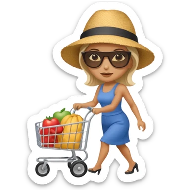 mujer empujando un carro por la parte trasera sticker