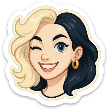 Make the character's skin as pale as possible, keep the Telegram sticker style, focus only on the head with hair, blue eyes, and remove the background. sticker