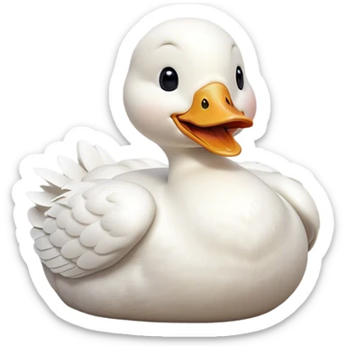 Cinematic Cute Yawning White Duck Portrait Emoji, Head tilted slightly with a dramatic, wide-open yawn, showcasing a soft, downy white plumage with gently drooping wings, round eyes barely open in drowsy contentment, Simplified yet irresistibly adorable features, highly detailed, glowing with a soft, cozy glow, high shine, relaxed yet expressive, stylized with a touch of whimsy, bright and endearing, soft glowing outline, capturing the essence of a sleepy yet affectionate duck, so drowsy it feels like it could float out of the screen and curl up for a nap! sticker