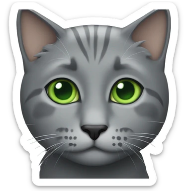 create a gray cat with green eyes sticker