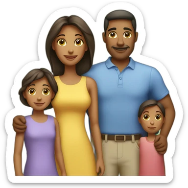 Family with 4, father, mother, Big boy, small girl sticker