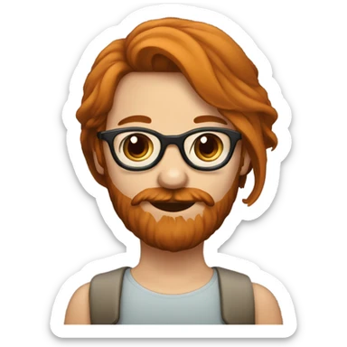 Une fille rousse à lunettes avec son amoureux brun qui a de la barbe et des lunettes  sticker
