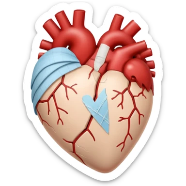 A cracked heart with a tiny bandage sticker