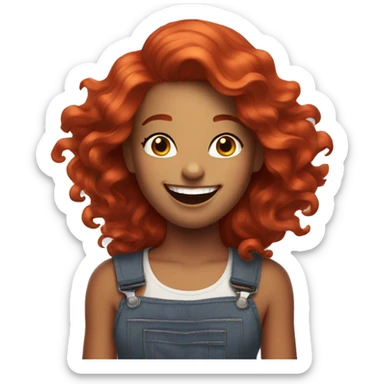 girl with long red hair styled on a dyson laughing sticker
