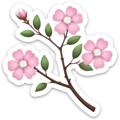 tree branch decorated with flowers and cotton sticker