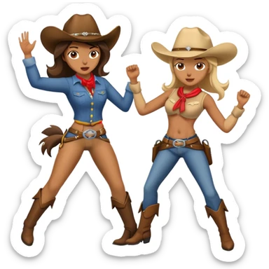 Cowgirl kicking cowboy  sticker