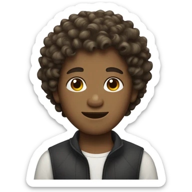 Curly haired brown boy with dark blond curls short haircut sticker