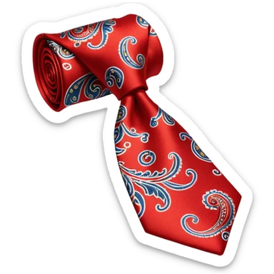 Tie, red, paisley pattern rolled sticker