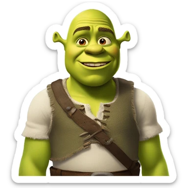 shrek rise his hand, eyes close sticker