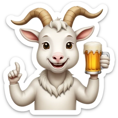 A White Goat with Beer sticker