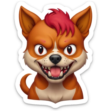 tattoed scary looking dog with red hair sticker