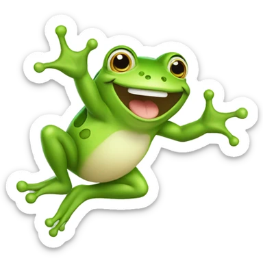 Happy cute frog jumping  sticker
