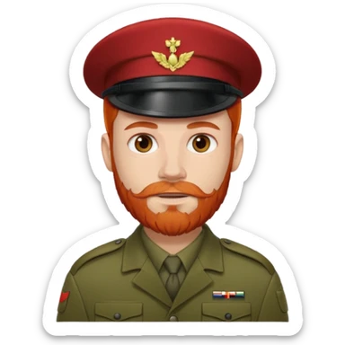 male soldier red hair style and bead sticker