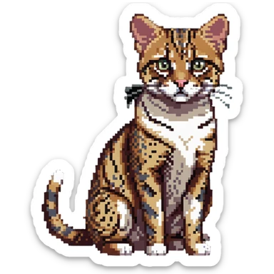 Leopard cat with spotted coat and alert posture sticker
