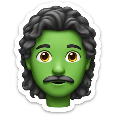 boy green skin with moustache and long hair sticker