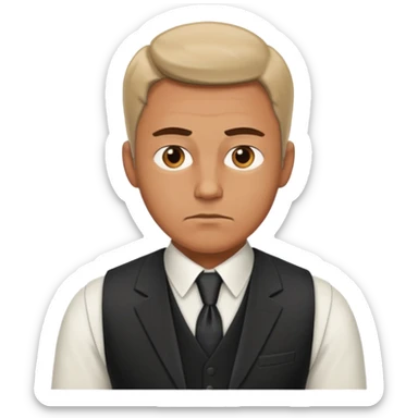 Adult man, wearing a formal vest, serious look
 sticker