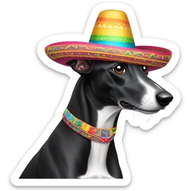 Black greyhound with sombrero  sticker