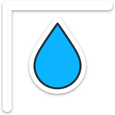blue water droplet icon with black outlines sticker