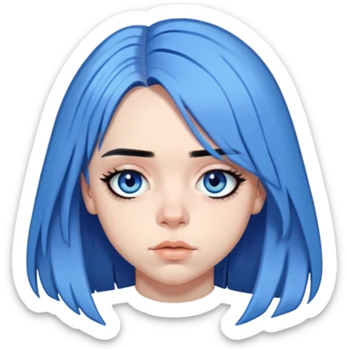 billie eilish long blue hair dark eyeliner sticker