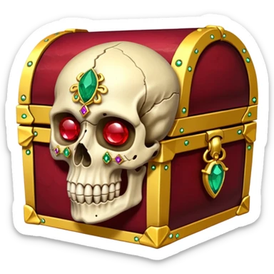 Human skull inlaid with gemstones in jungle treasure sticker