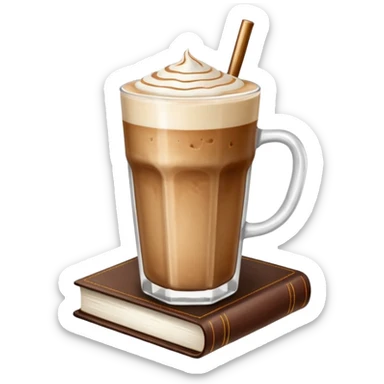 Ice latte and beautiful brown book sticker