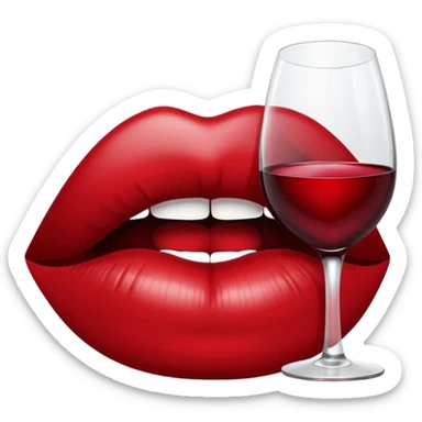 Red wine lip mark emoji png sticker