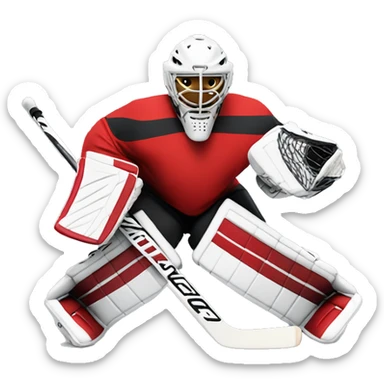 Ice hockey goalie with red pads sticker