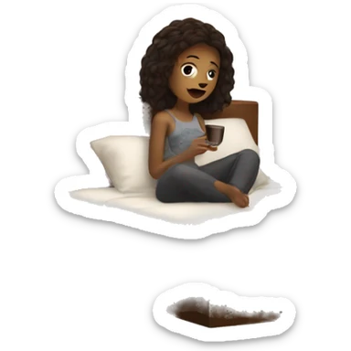 Girl with coffee in bed sticker