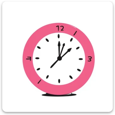 pink clock, hand drawn doodle style sticker