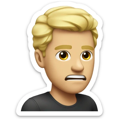 A blonde man, medium sized a little big, comb over, so angry he turns red sticker