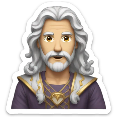 God, man with long hair, beard and white mustache sticker
