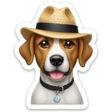 Un chien avec un chapeau noir sticker
