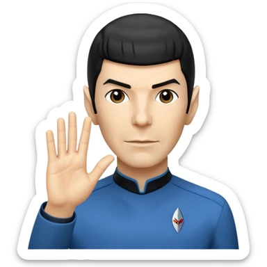 Spock making the Vulcan salute in Starfleet blue uniform (Star Trek) sticker