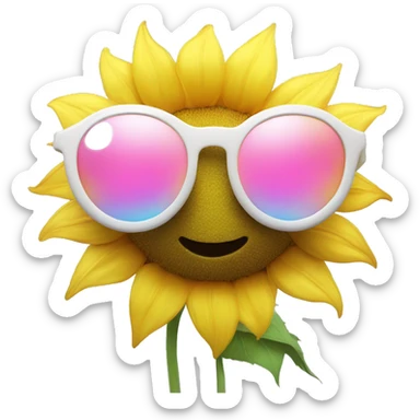 Sunflower with white sunglasses pink iridescent lenses sticker