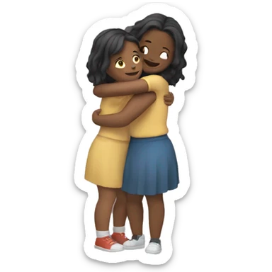 two girls hug sticker