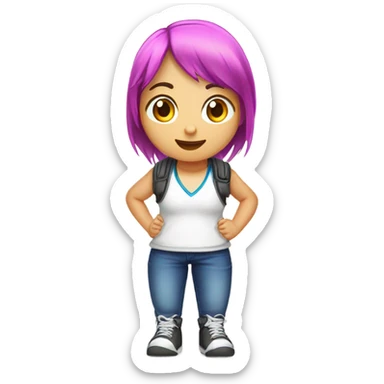 una niña gamer jugando video juegos con camisa del ba sticker